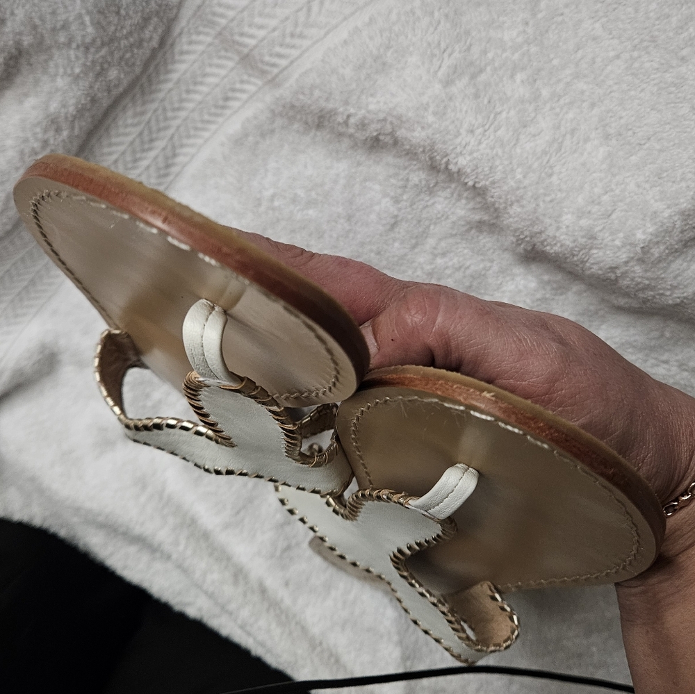 Jack rogers jackie demi white leather wedge Sandals sz 10 - Picture 5 of 7